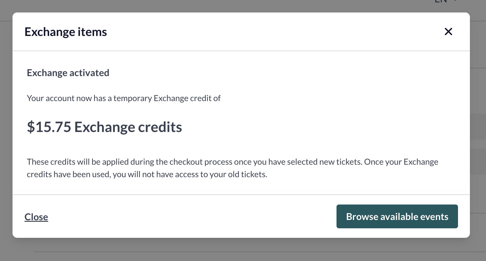 Exchange activated screen