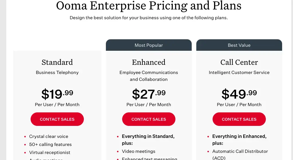 The enterprise pricing plans