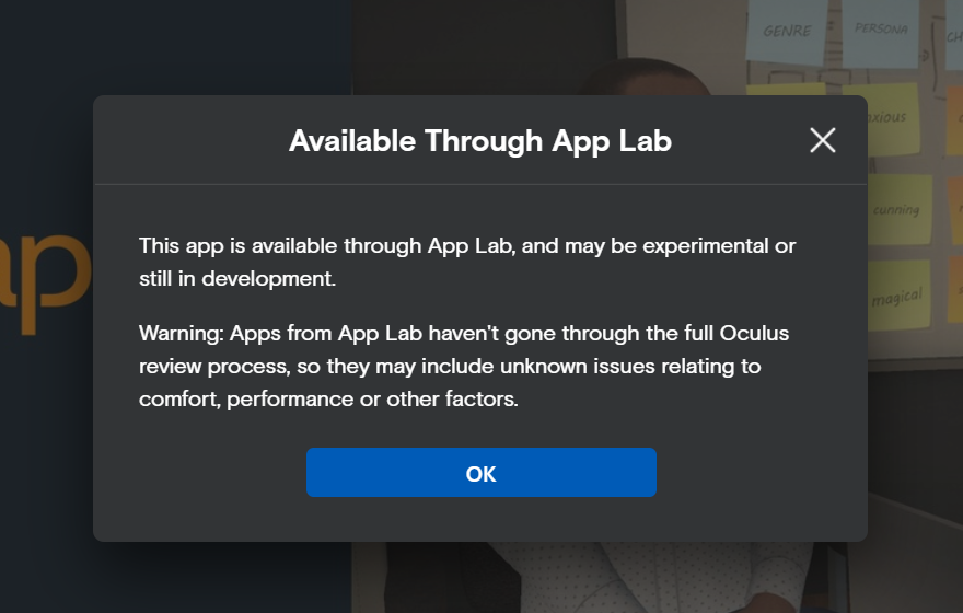 Screen capture of App Lab notification 