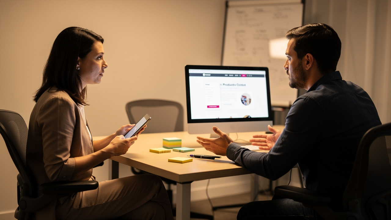 Moderator conducting a one-on-one usability testing session