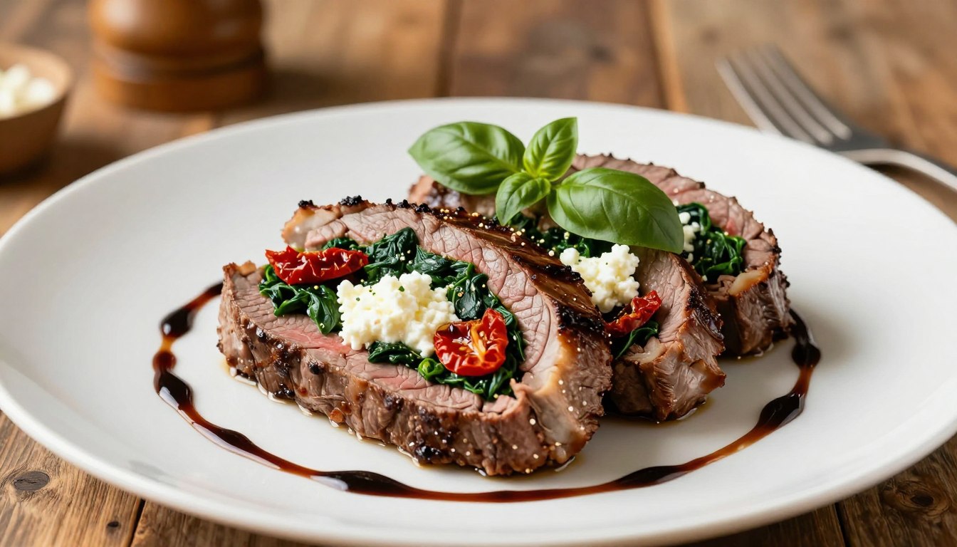 gourmet stuffed beef presentation