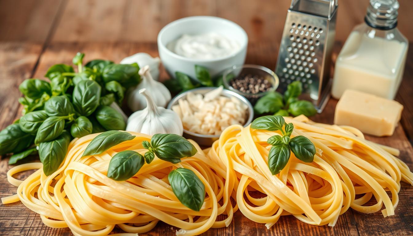 ingredients for creamy pasta dish