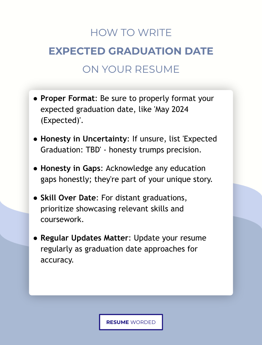 Key advice from a recruiter to keep in mind when considering how to write your expected graduation date on your resume