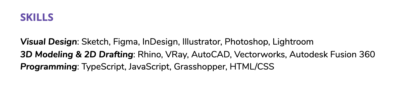 Example of how to list hard skills on a career change resume
