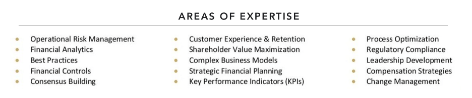 List broad competencies in an areas of expertise section