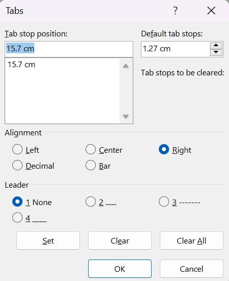 How to right-align dates on your resume in Microsoft Word using Tab settings