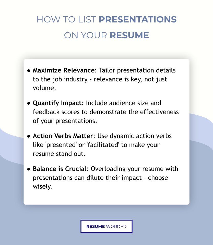 Key advice from a recruiter to keep in mind when considering how to list presentations on your resume