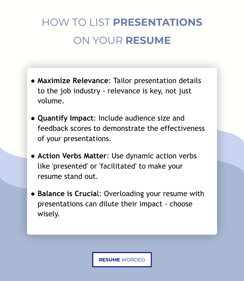 how to put presentations on a resume