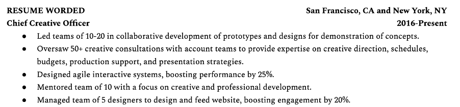 Prioritize accomplishments related to leading a team in your <a href=