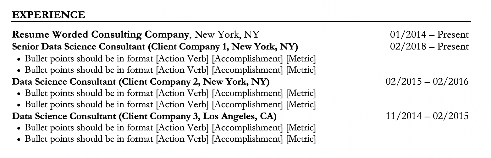 How to list specific dates of your contract work on your resume