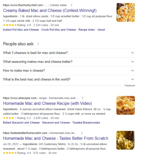 Mac and Cheese recipe title tags
