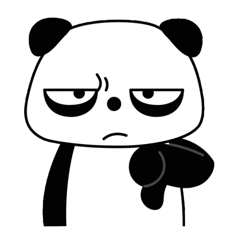 An unimpressed panda giving thumbs down
