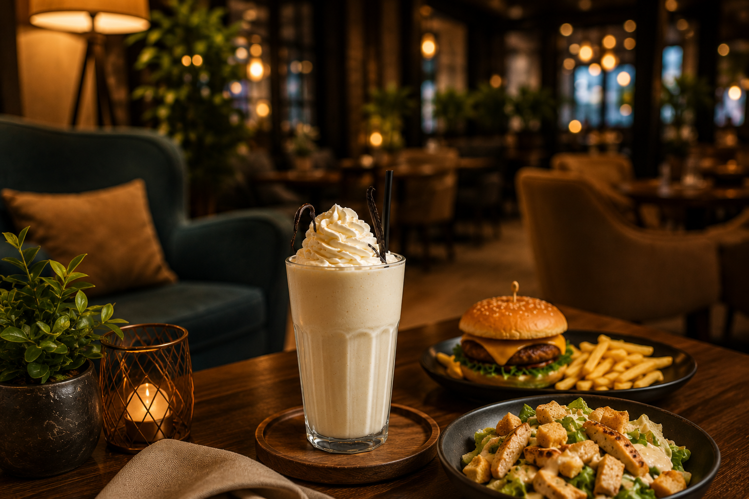 Cozy café dining with warm ambiance.png