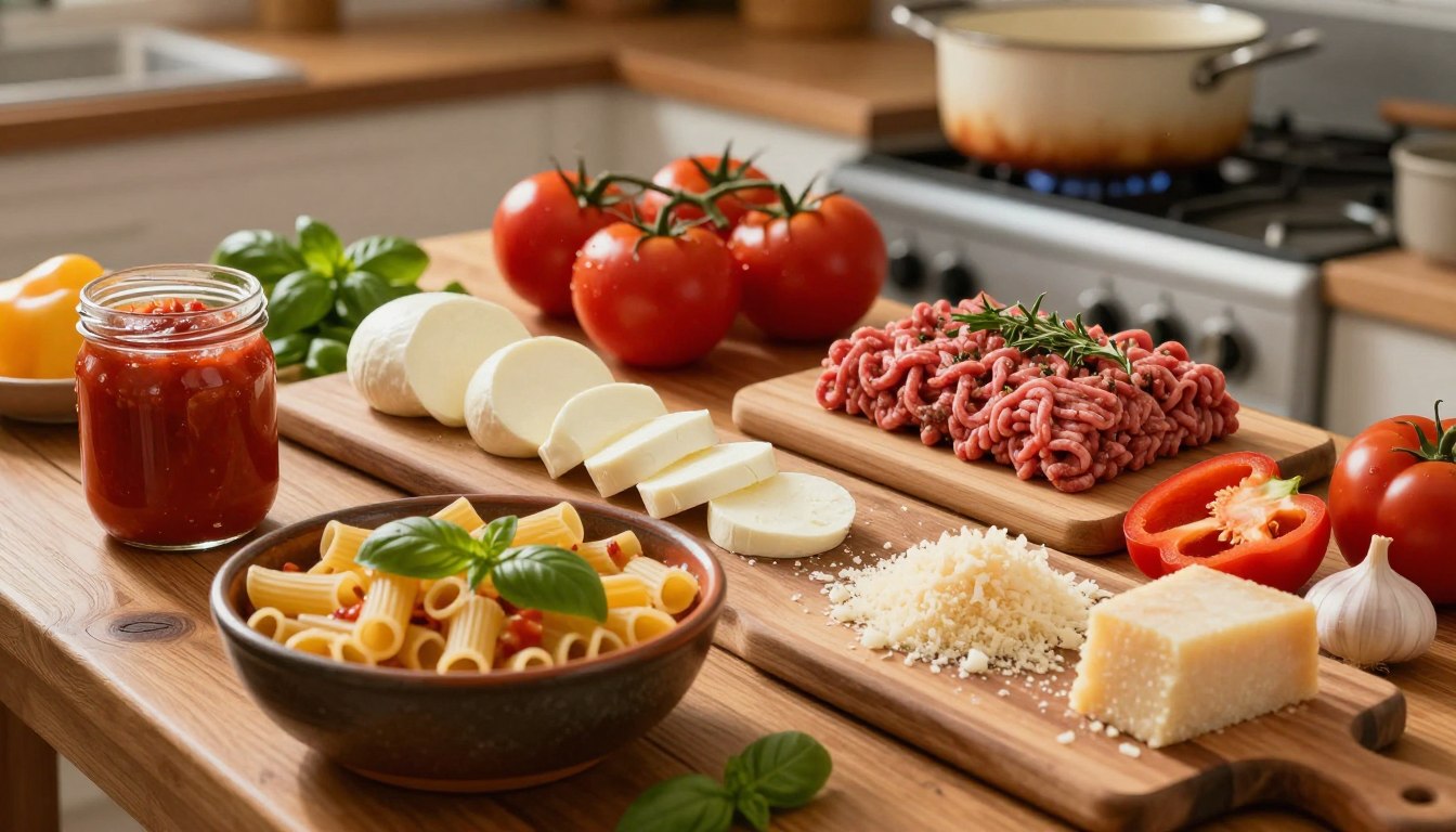 ingredients for baked ziti with meat