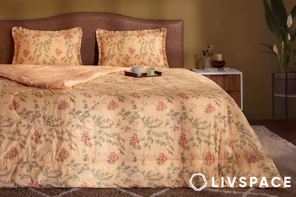 floral bedsheet and comforter set by livspace