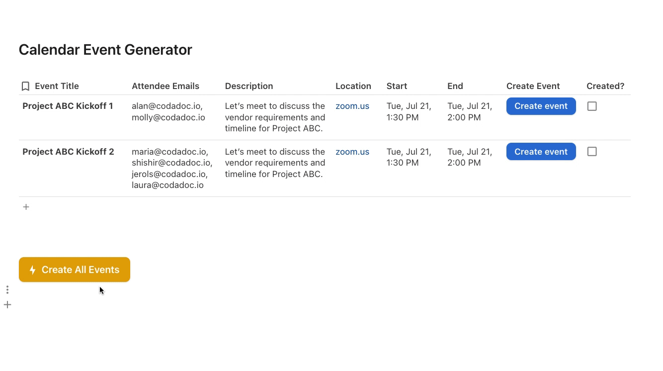 Free scheduling tool, Google Calendar scheduling tool Coda